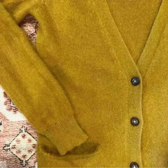 Wallace Madewell Mustard Rabbit Hair Knit Cardigan - Picture 4 of 7